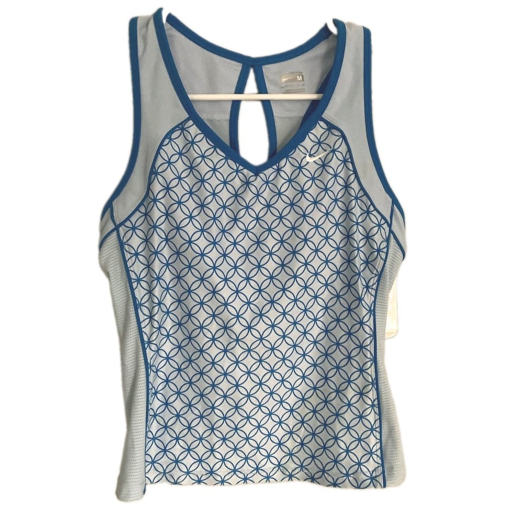 Nike Shirt Womens M Blue NikeFIT Dry Training Racerback Tank Top Geometric NWT
